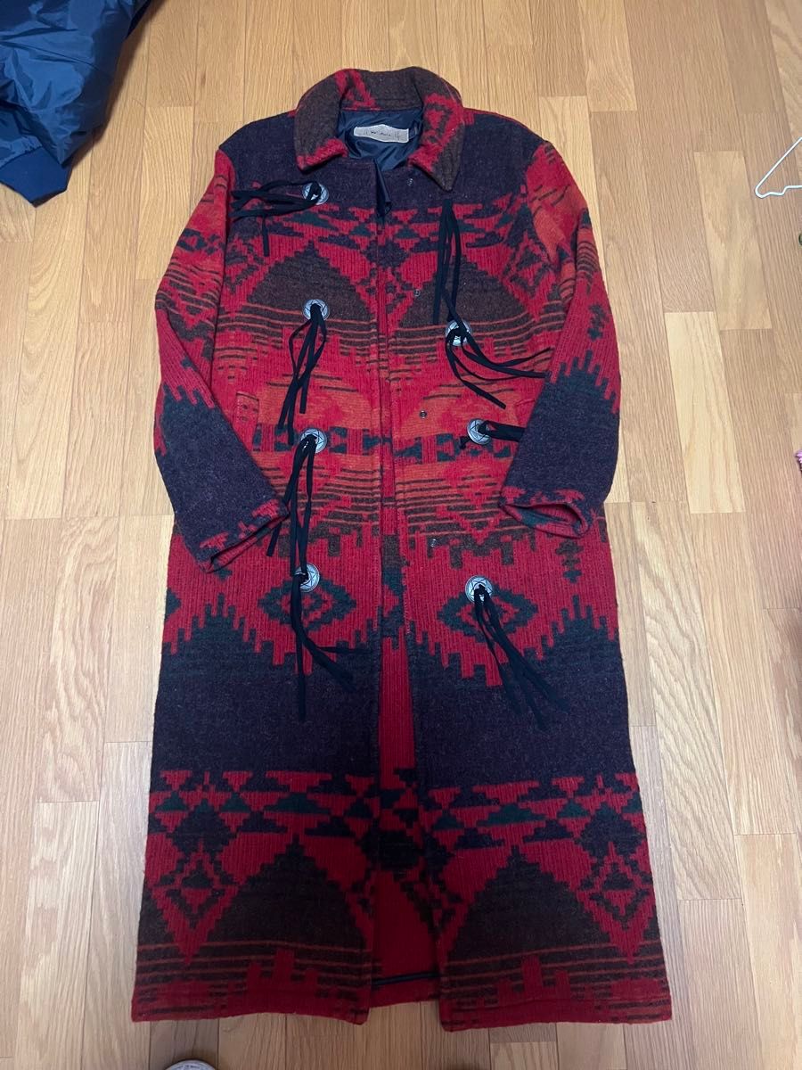 90s USA製 Woolrichウールリッチ ネイティブ柄 ロング ウール