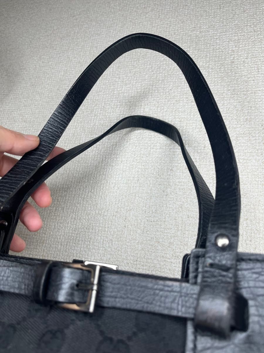 美品 GUCCI グッチ トートバッグ 107757 GG総柄 キャンバス 本革レザー