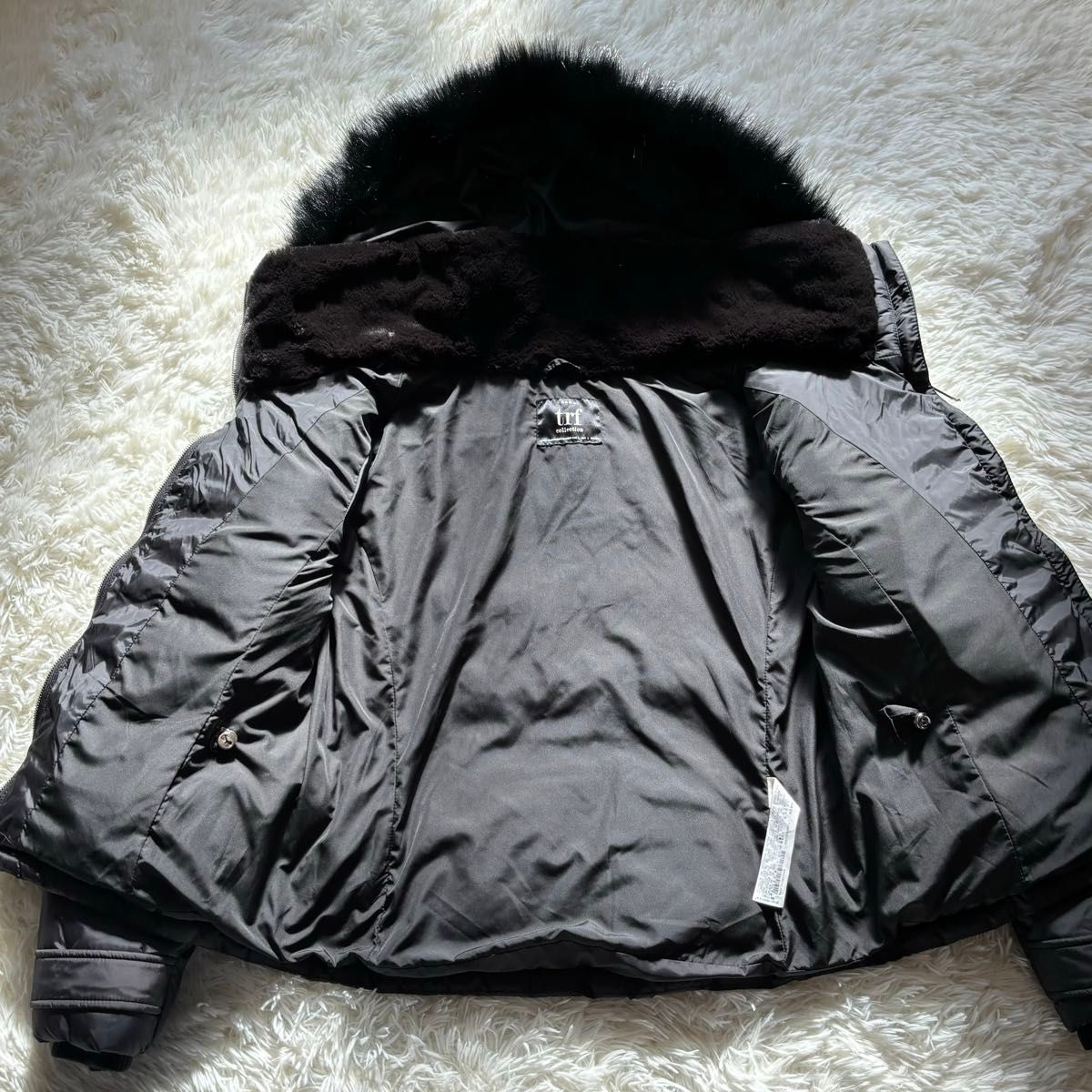 3WAY ZARA trf ザラ ダウンコート ファー付き ブラック ボア L｜Yahoo