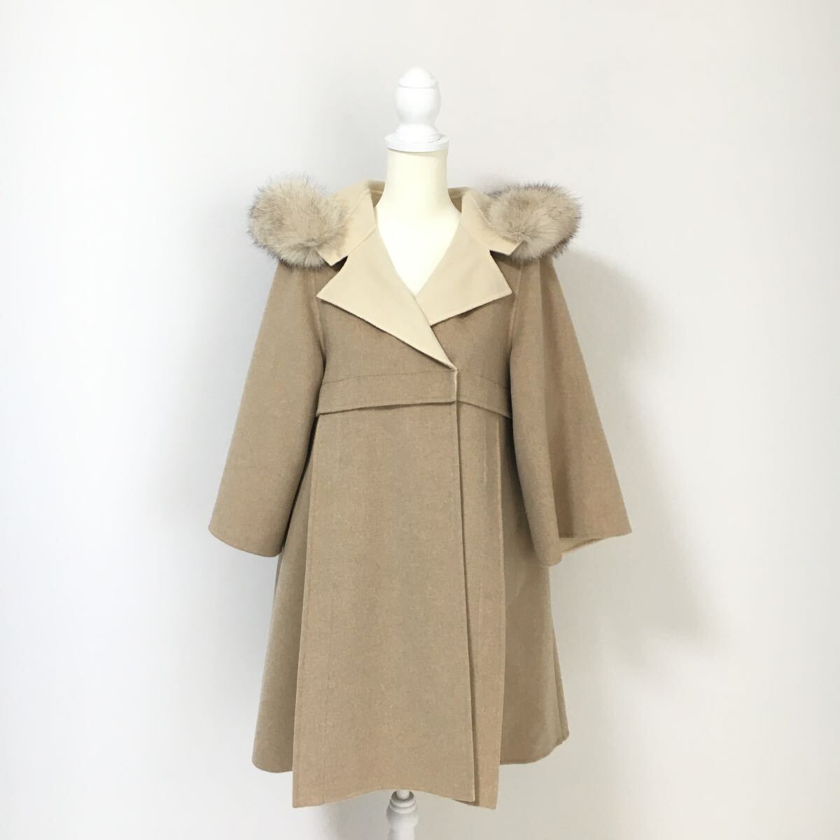美品 FOXEY フォクシー カシミヤ100% ファー ダブルフェイス コート