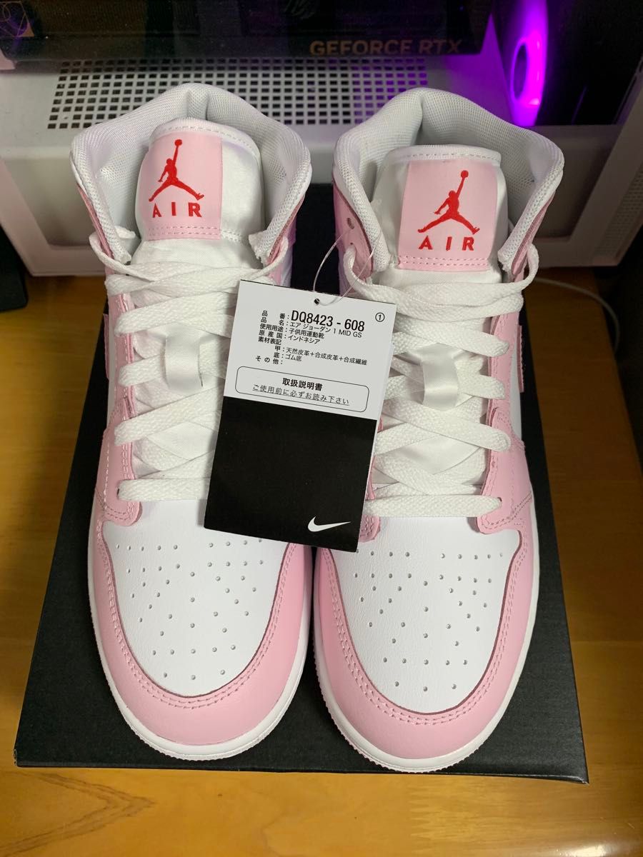 新品25cm】NIKE エアジョーダン1MID GS ピンク/レッド｜Yahoo!フリマ