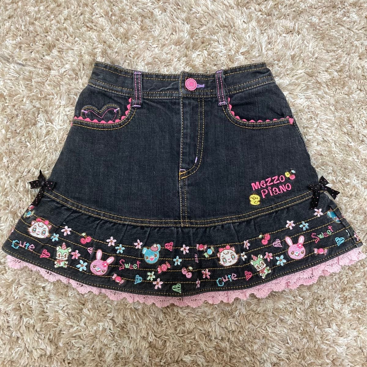 美品 メゾピアノ 120 デニムスカート 平成レトロ ベリエちゃん 女児 春