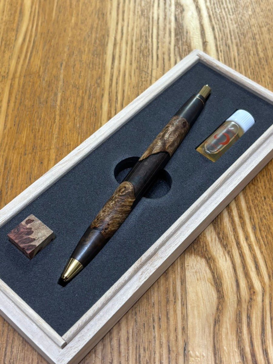 野原工芸 侘寂 花梨瘤 斑紋黒孔雀色 斑紋金具 スタンダード ボールペン