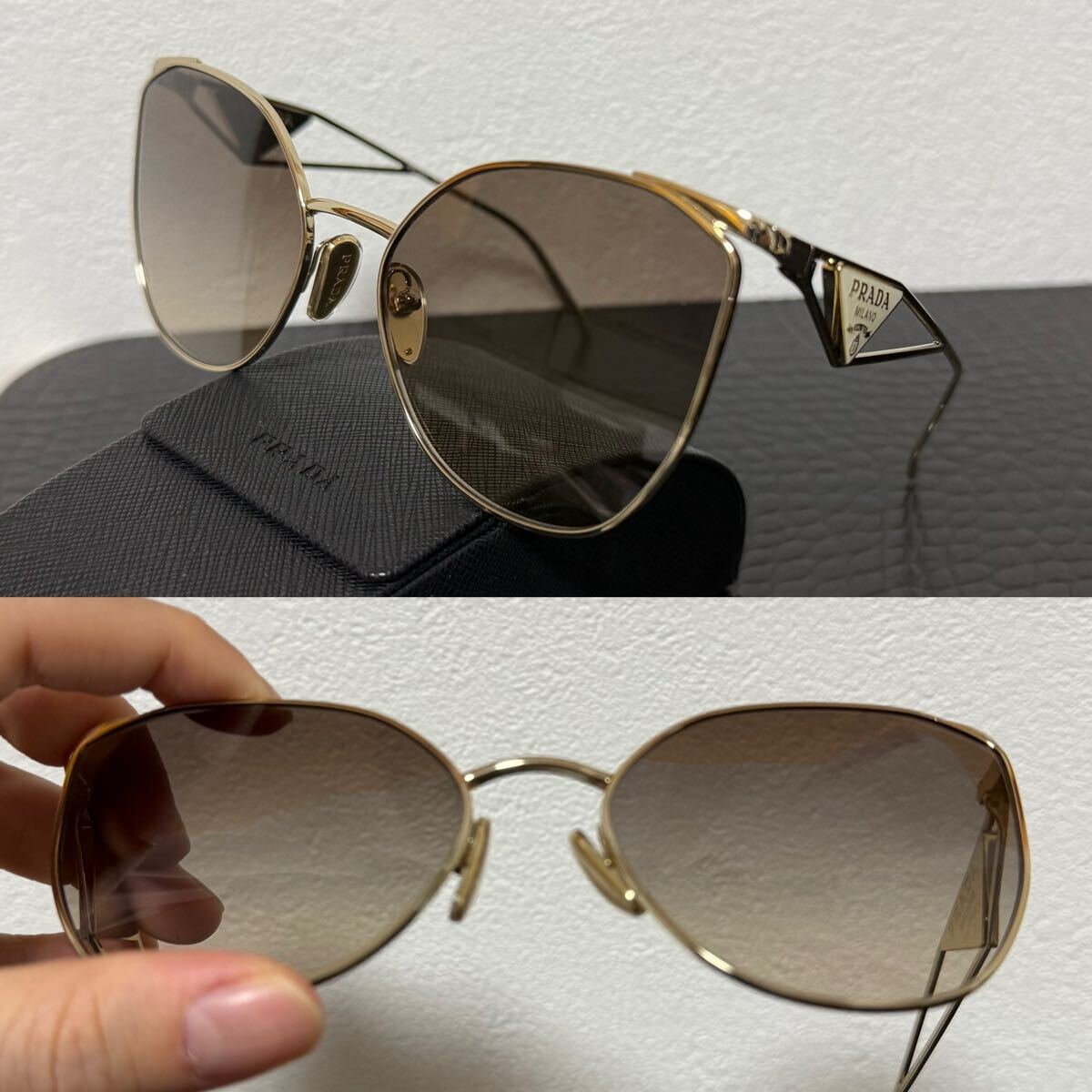 PRADA プラダ シンボルサングラス ゴールドフレームブラウン