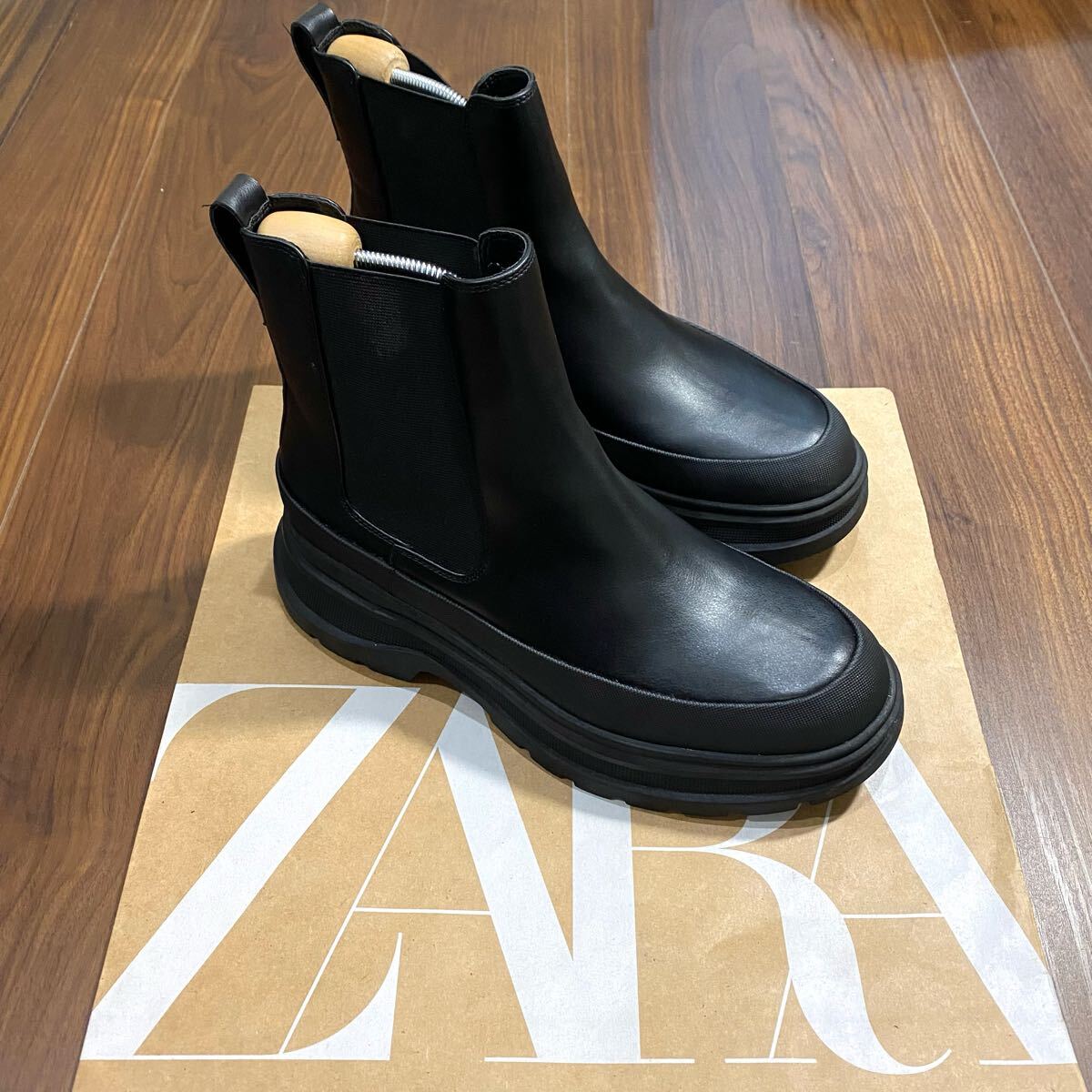 新品 ZARA CHUNKY CHELSEA BOOTS 27 0cm 42 BLACK メンズ ザラ 厚底