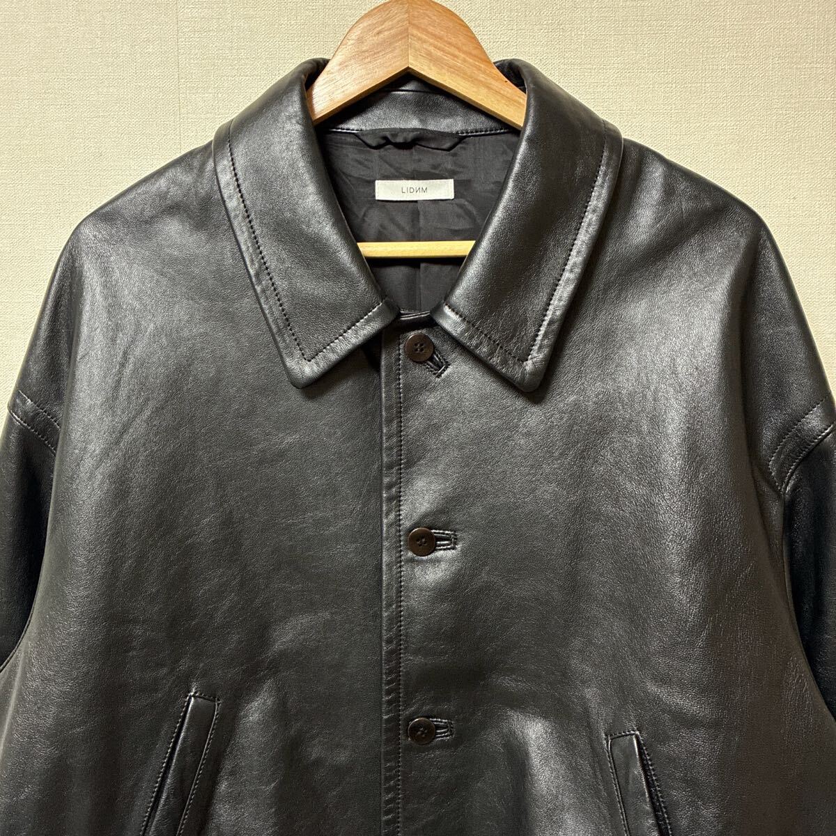 極美品 LIDNM LEATHER SHORT BLOUSON リドム レザーショートブルゾン
