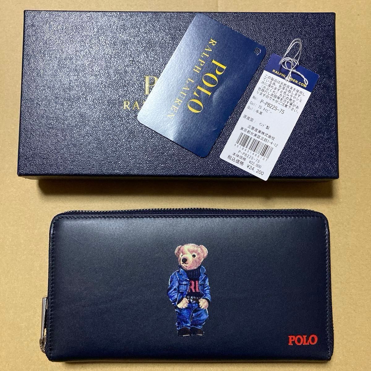 ポロラルフローレン ポロベアラウンドジップ長財布 ネイビー｜Yahoo