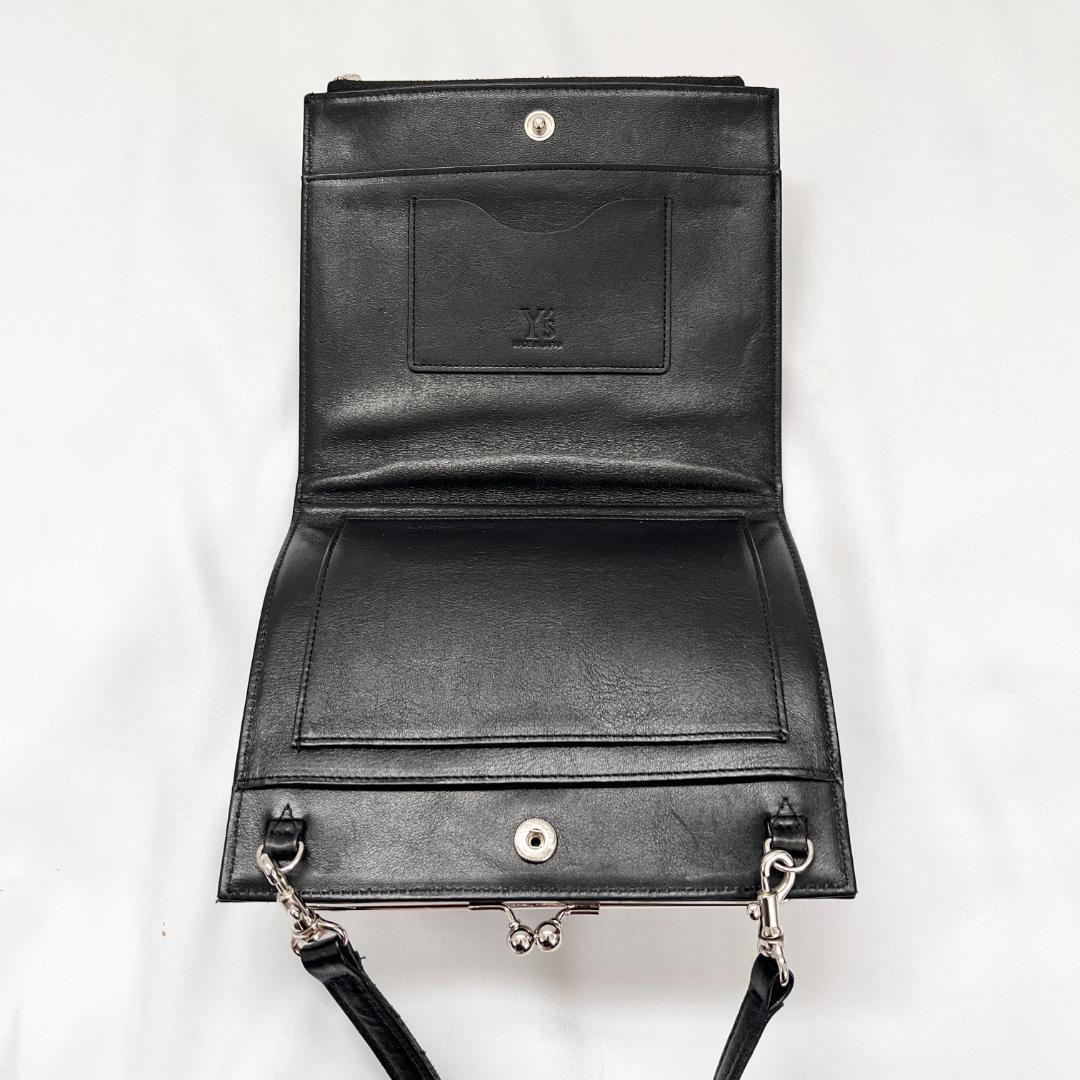 美品 ＞ Y's ワイズ がま口 ショルダーバッグ レザー 斜めがけ 普段