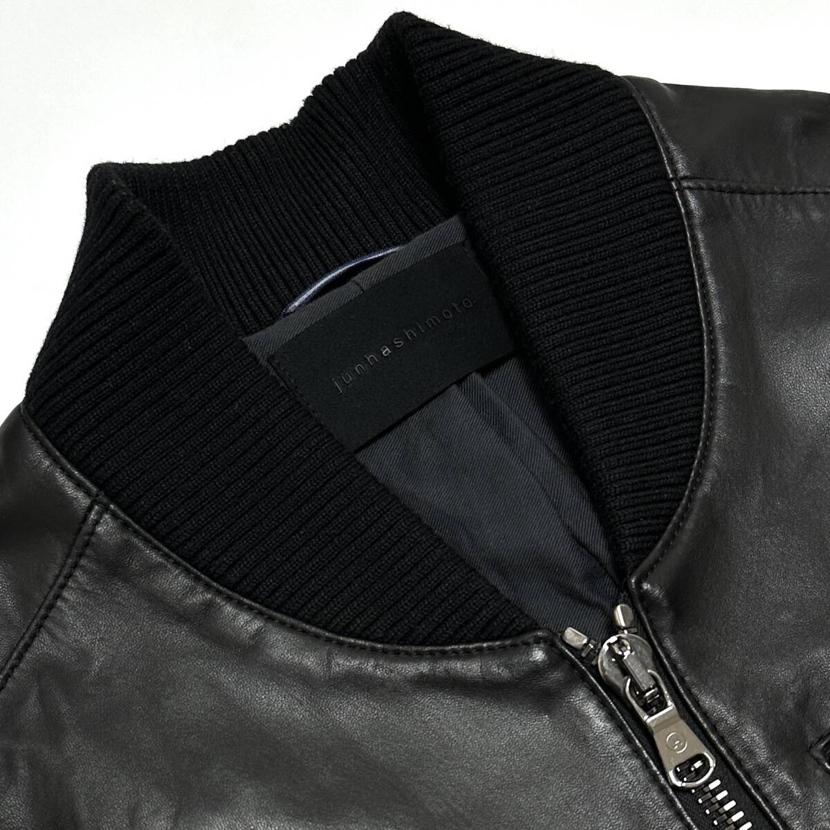 定価23 8万 junhashimoto SPAIN LAMB LEATHER NARROW MA-1 サイズ3 黒