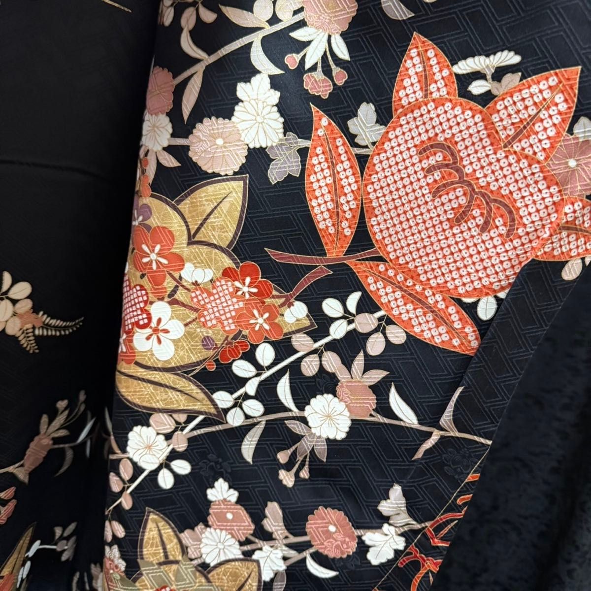 吉澤友禅 吾妻徳穂 美品 金彩 駒刺繍 橘吉祥花文 フルセット 振袖