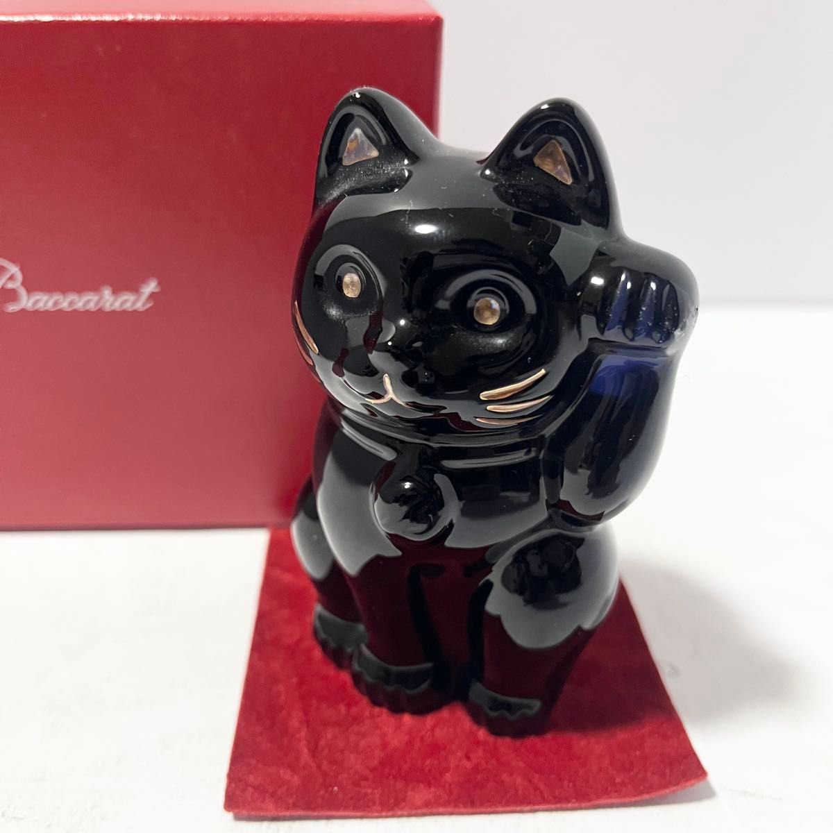 バカラ 招き猫 ミッドナイト フィギュリン ラッキーキャット 幸運