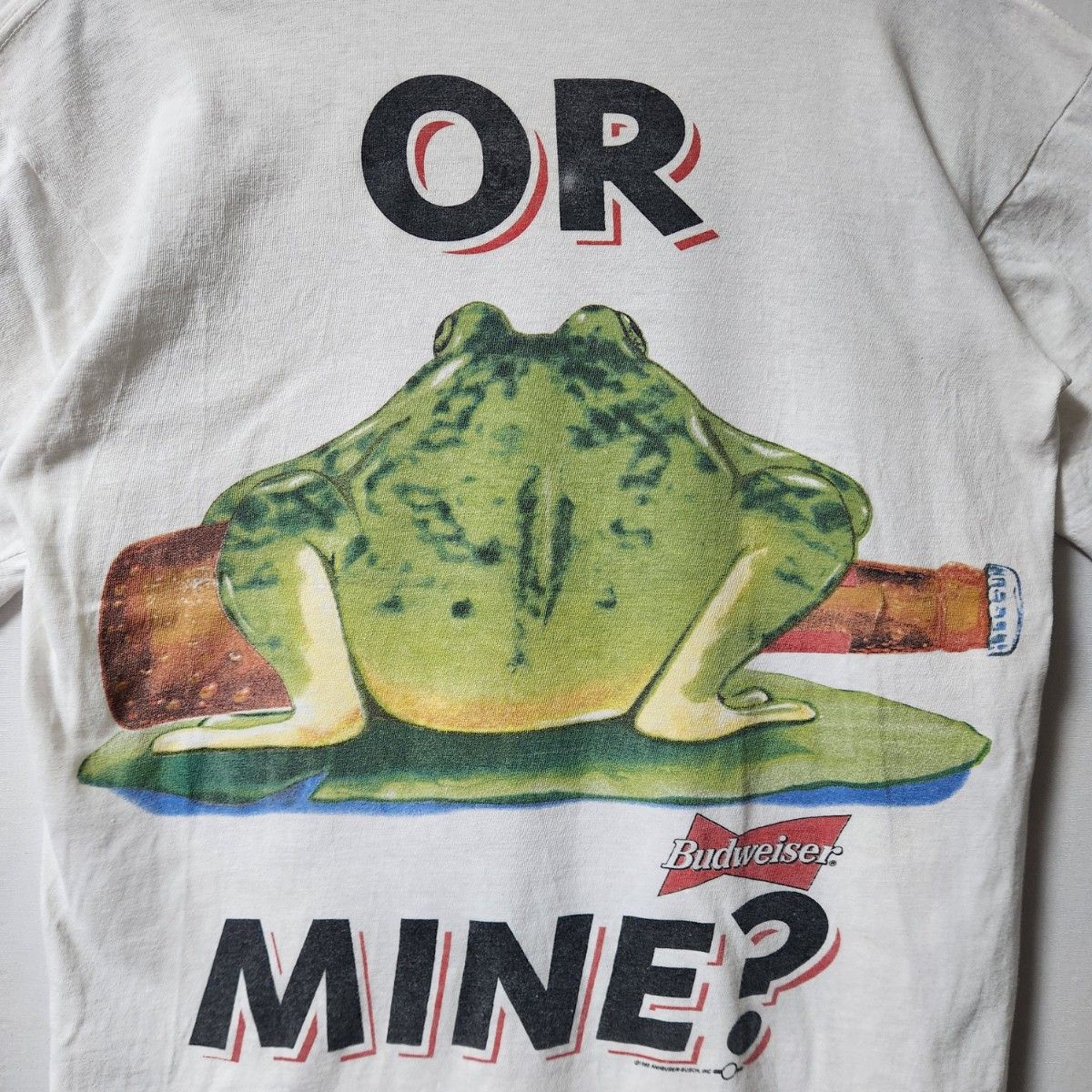 90s Budweiser frog バドワイザー カエル プリントTシャツ 企業Tシャツ