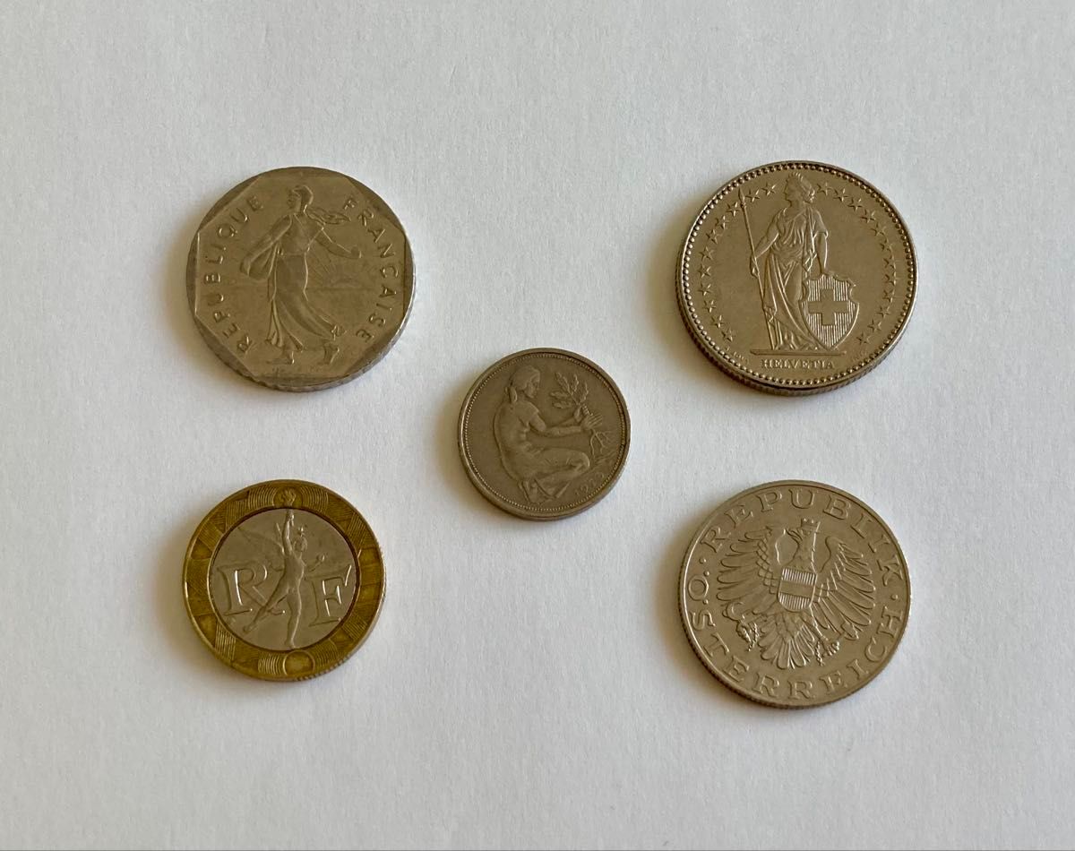 海外硬貨 まとめ売り 5個セット スイス フランス オーストリア ドイツ