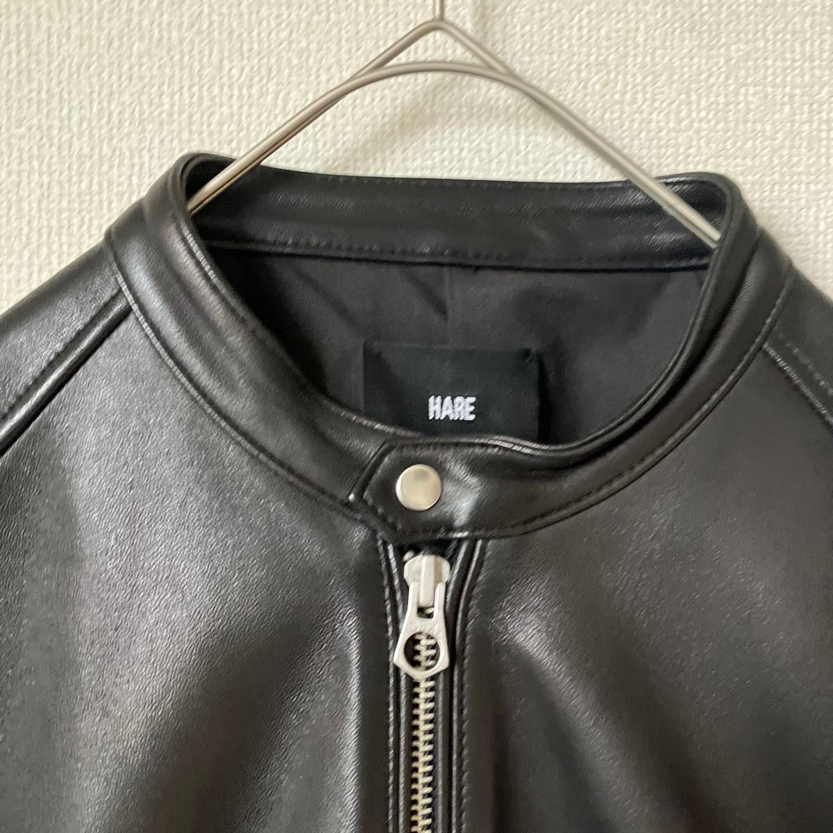 HARE ラムレザー シングルライダース【M】黒 柔らかい タイト ジップ