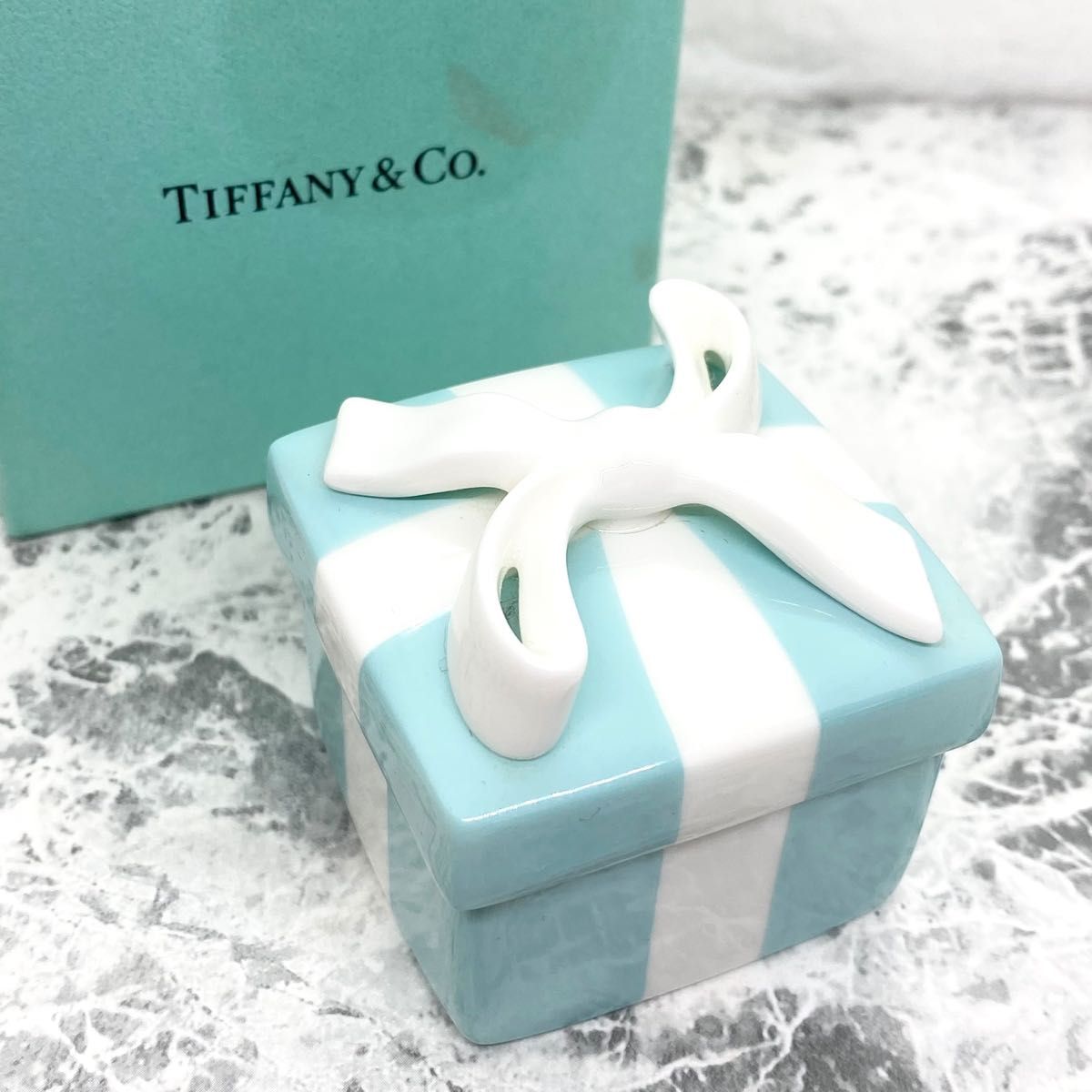 Tiffany & Co ティファニー ブルーボックス 陶器 小物入れ リボン付き
