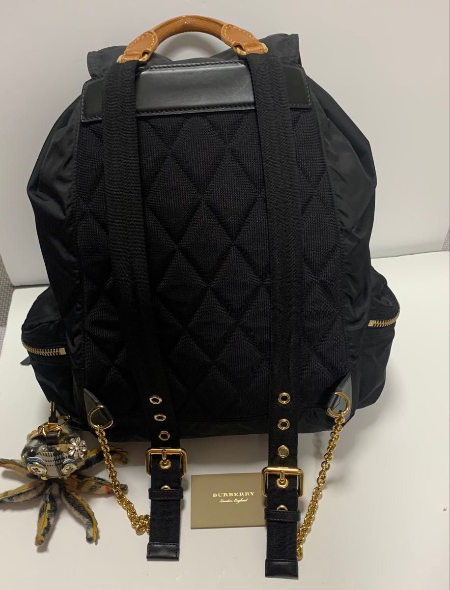 BURBERRY バーバリー バックパック リュック 黒 ナイロン キーホルダー