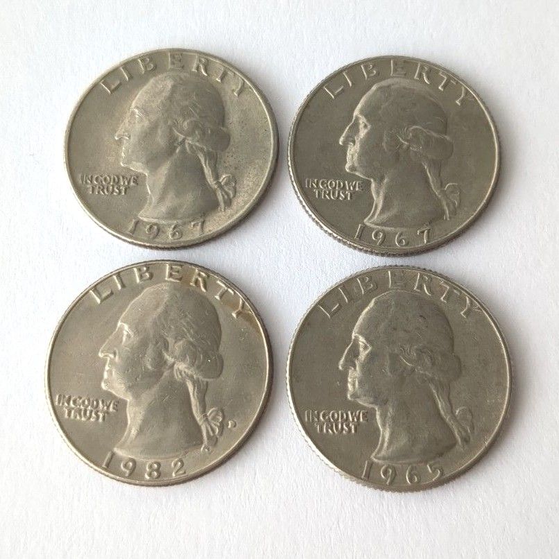 アメリカ硬貨 クォーターダラー 25セント硬貨 ワシントン 4枚｜Yahoo