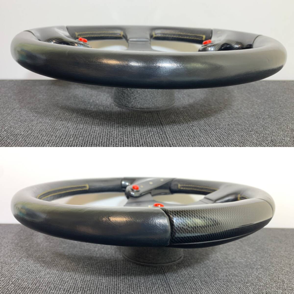 希少 MOMO F1 コンセプト レザーステアリング カーボン調 34 5パイ