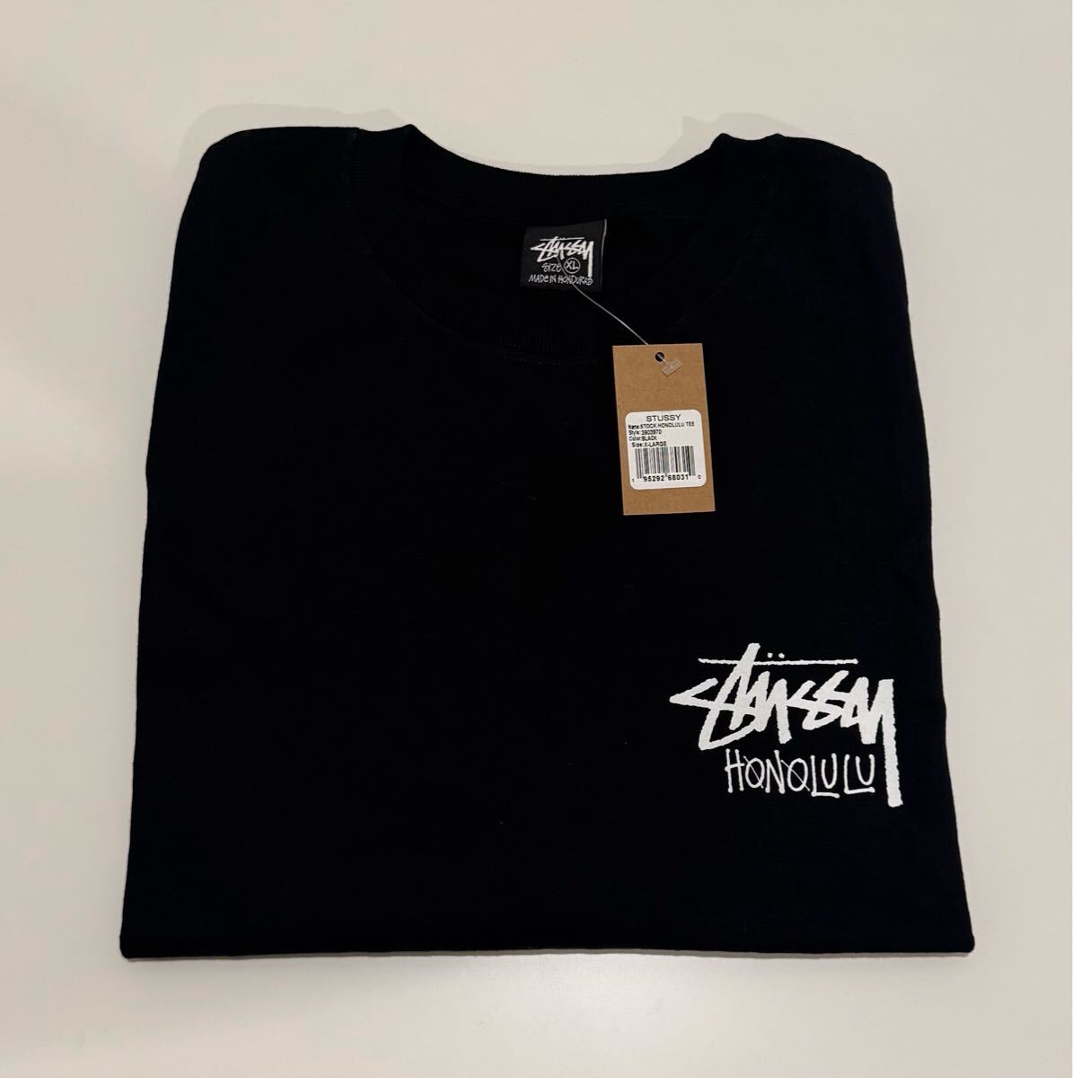 StussyステューシーHONOLULU限定ロゴプリントTシャツ黒XLハワイ