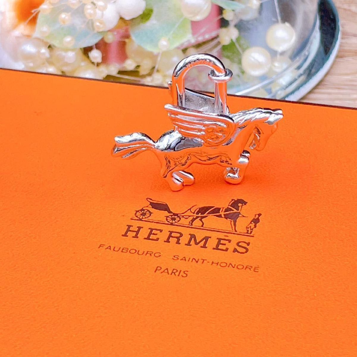 エルメス 新品仕上済 HERMES カデナ ペガサス シルバー バッグ