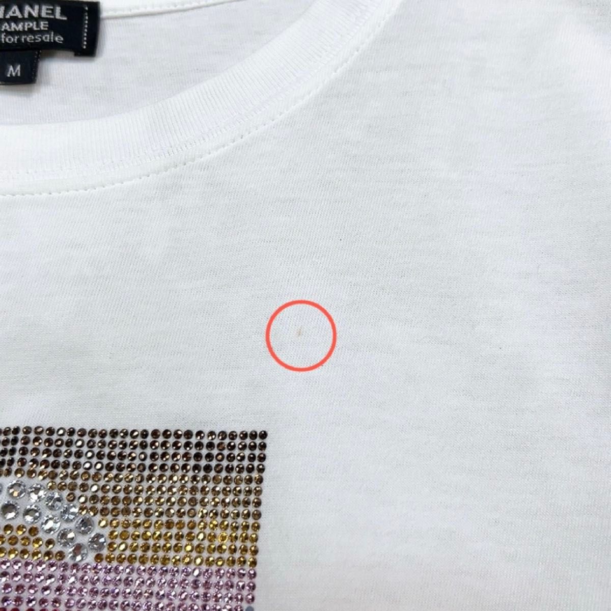 CHANEL シャネル 半袖 Tシャツ ココマーク ラインストーン M ホワイト