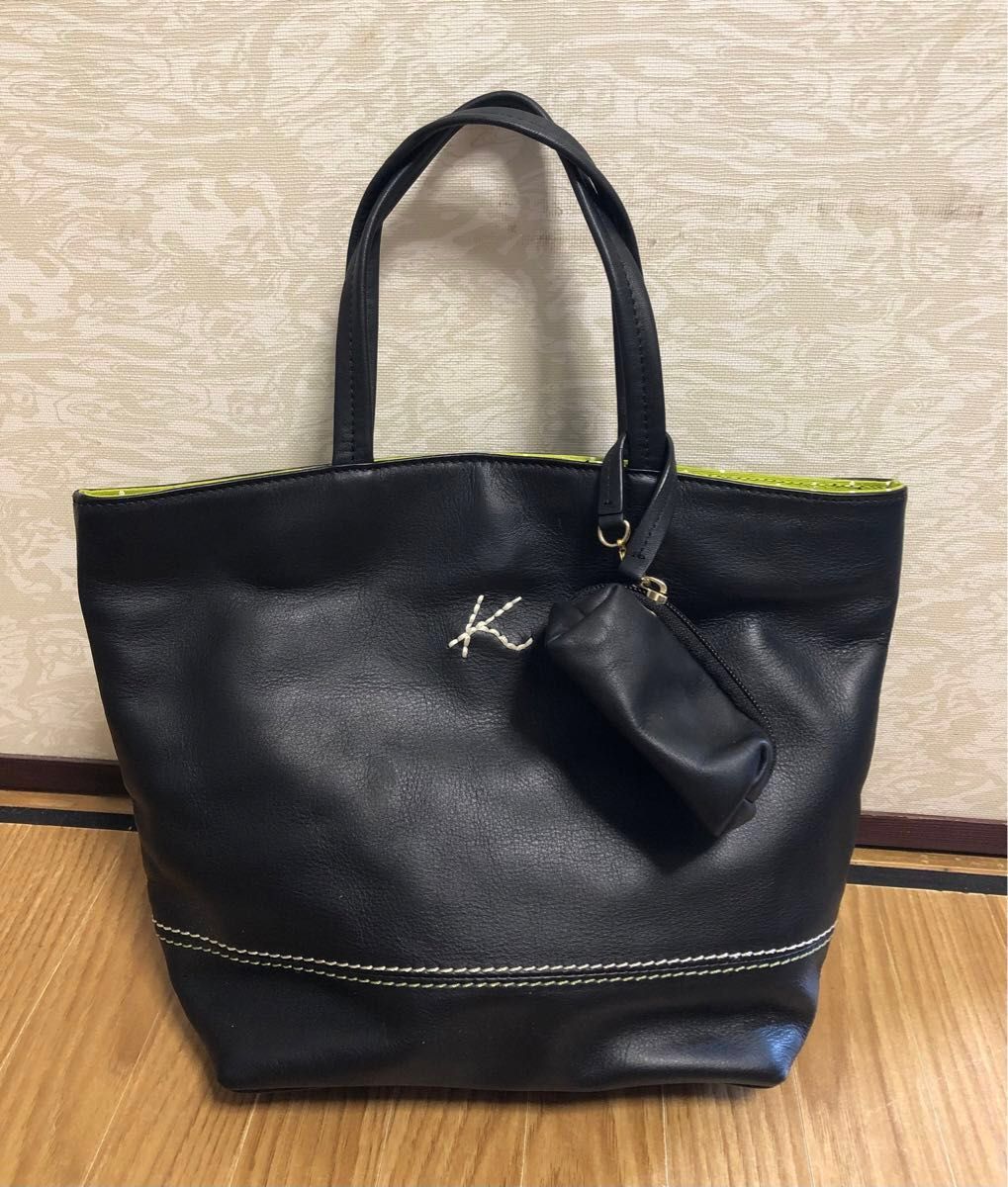 Kitamura キタムラ 本革レザー トートバッグ ハンドバッグ 黒 ブラック