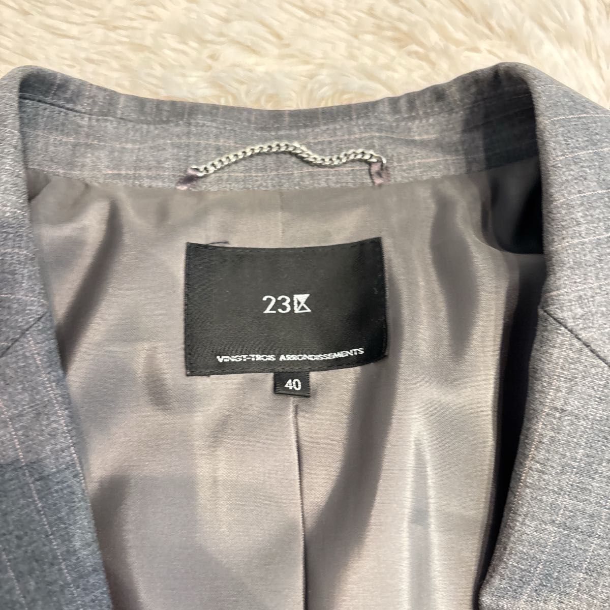 23区 セットアップスーツ パンツスーツ ストライプ グレー 40/38