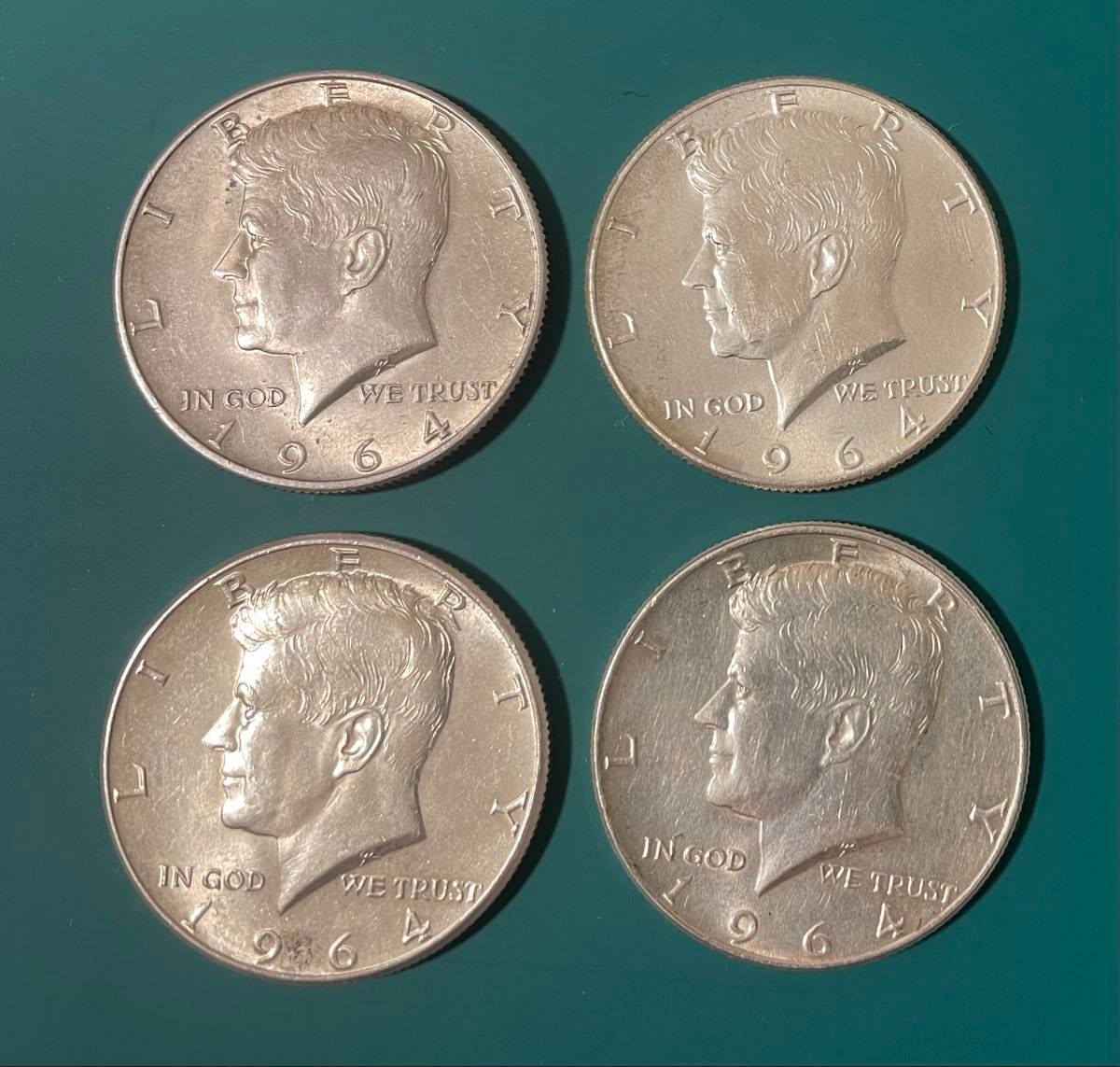 1964年 ケネディ ハーフダラー銀貨 4枚 アメリカ リバティコイン 50
