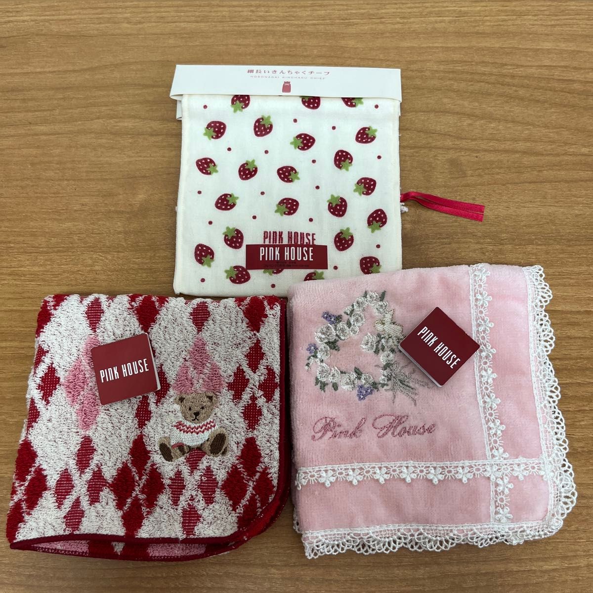 PINK HOUSE ピンクハウス タオルハンカチ セット いちご くま 花柄 未