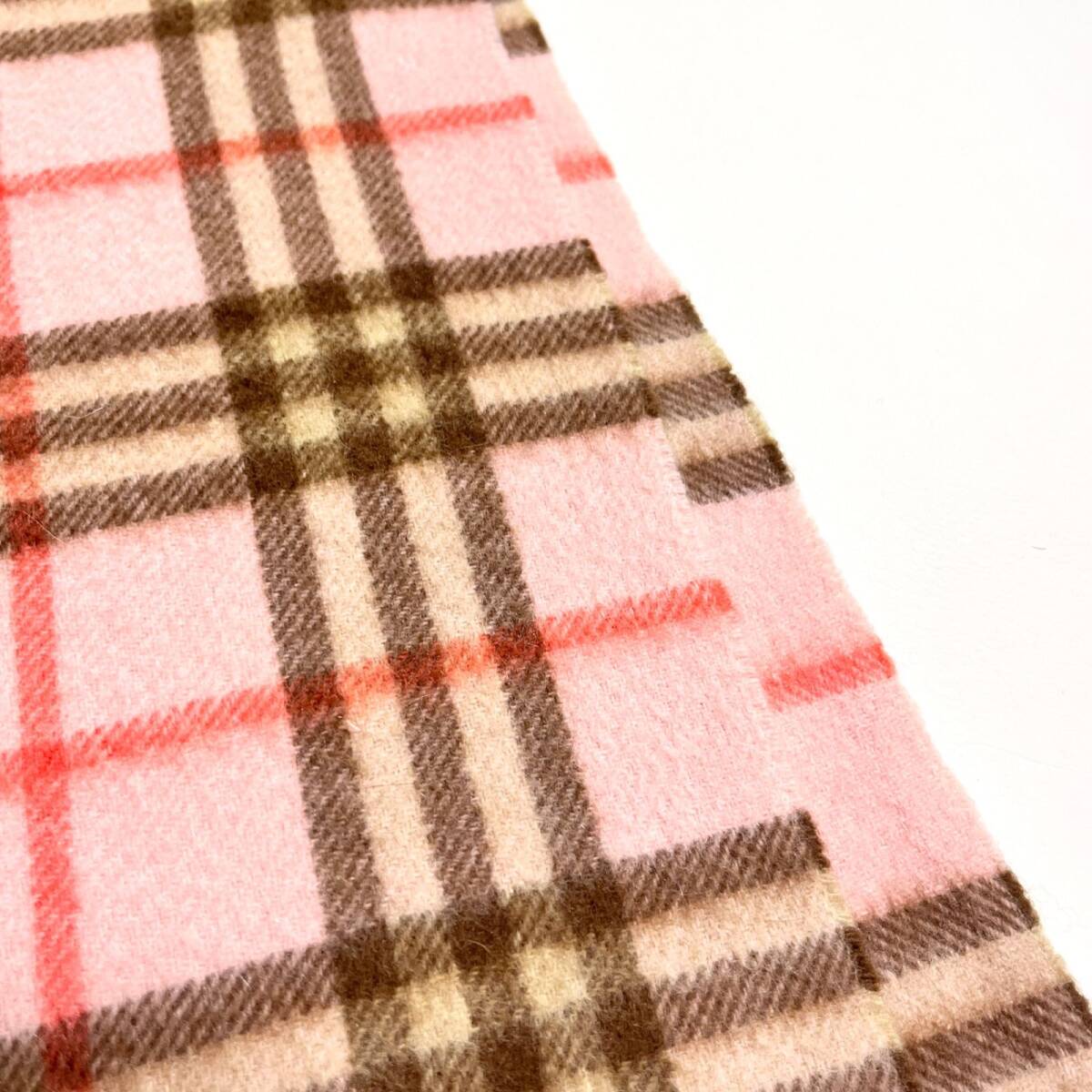 ci25 希少カラー BURBERRY カシミヤ100% ピンクノバチェック マフラー