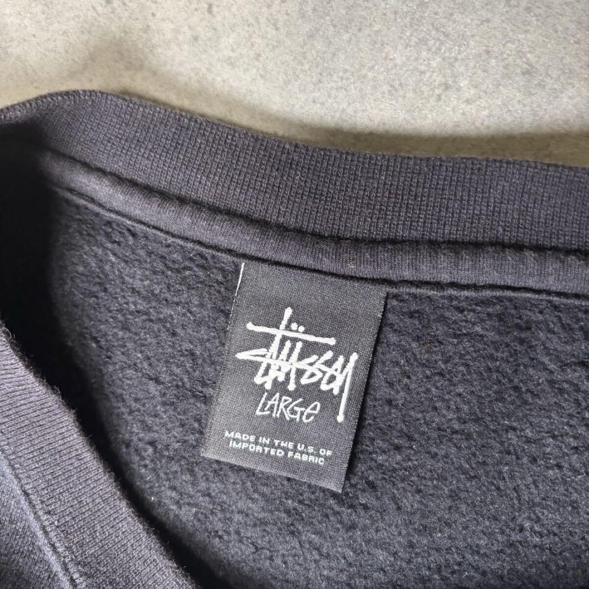 OLD STUSSY スウェット アーチロゴ 刺繍 プリント 長リブ 黒タグ