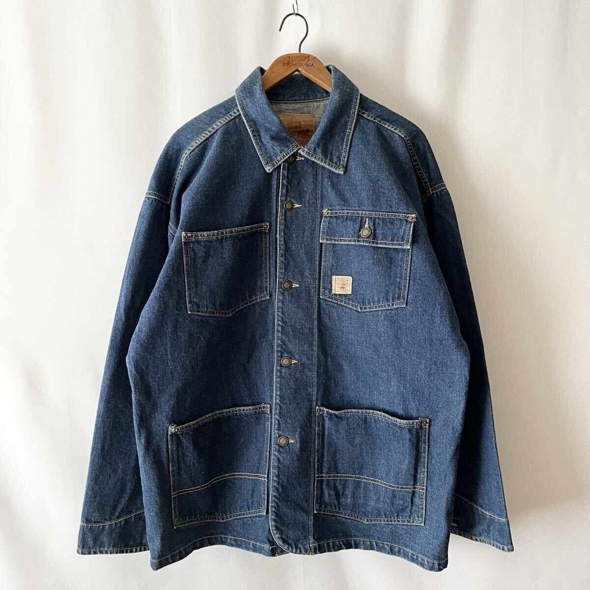 90s OLD STUSSY RED LINE LONG JACKET L USA製 ビンテージ 90年代