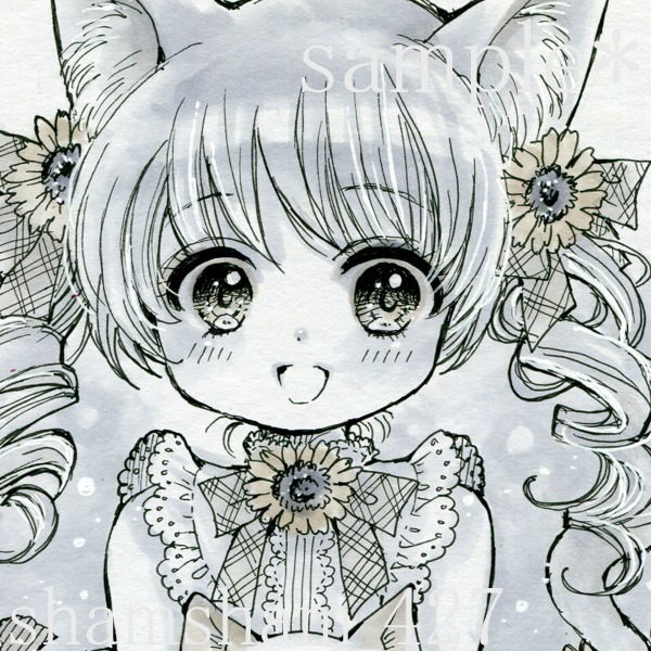 ◇手描きイラスト◇オリジナル◇猫耳ちゃん