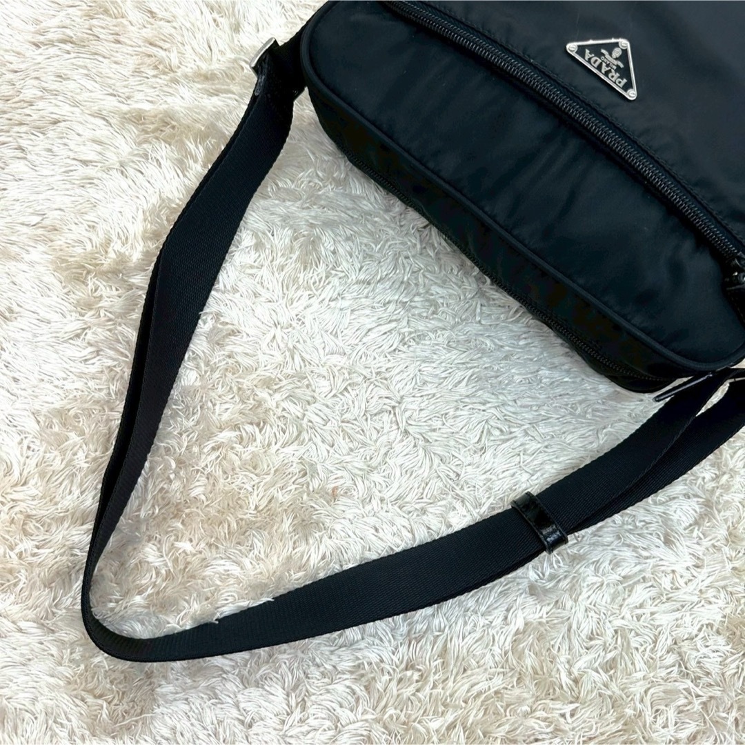 美品】PRADA プラダ ショルダーバッグ ブラック 黒 テスートナイロン