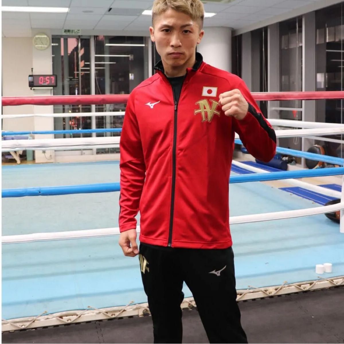 井上尚弥 ジャージ 上下セット ミズノ MIZUNO 赤×黒 ブラック Mサイズ