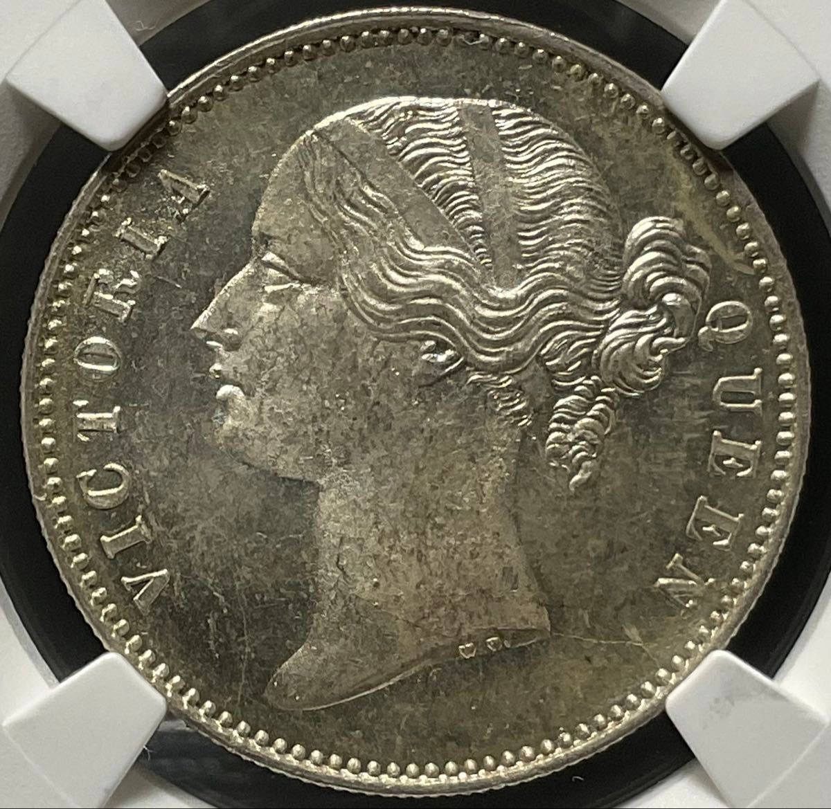 英領インド 1ルピー銀貨 1840年 (B＆C) ヴィクトリア NGC MS64 India