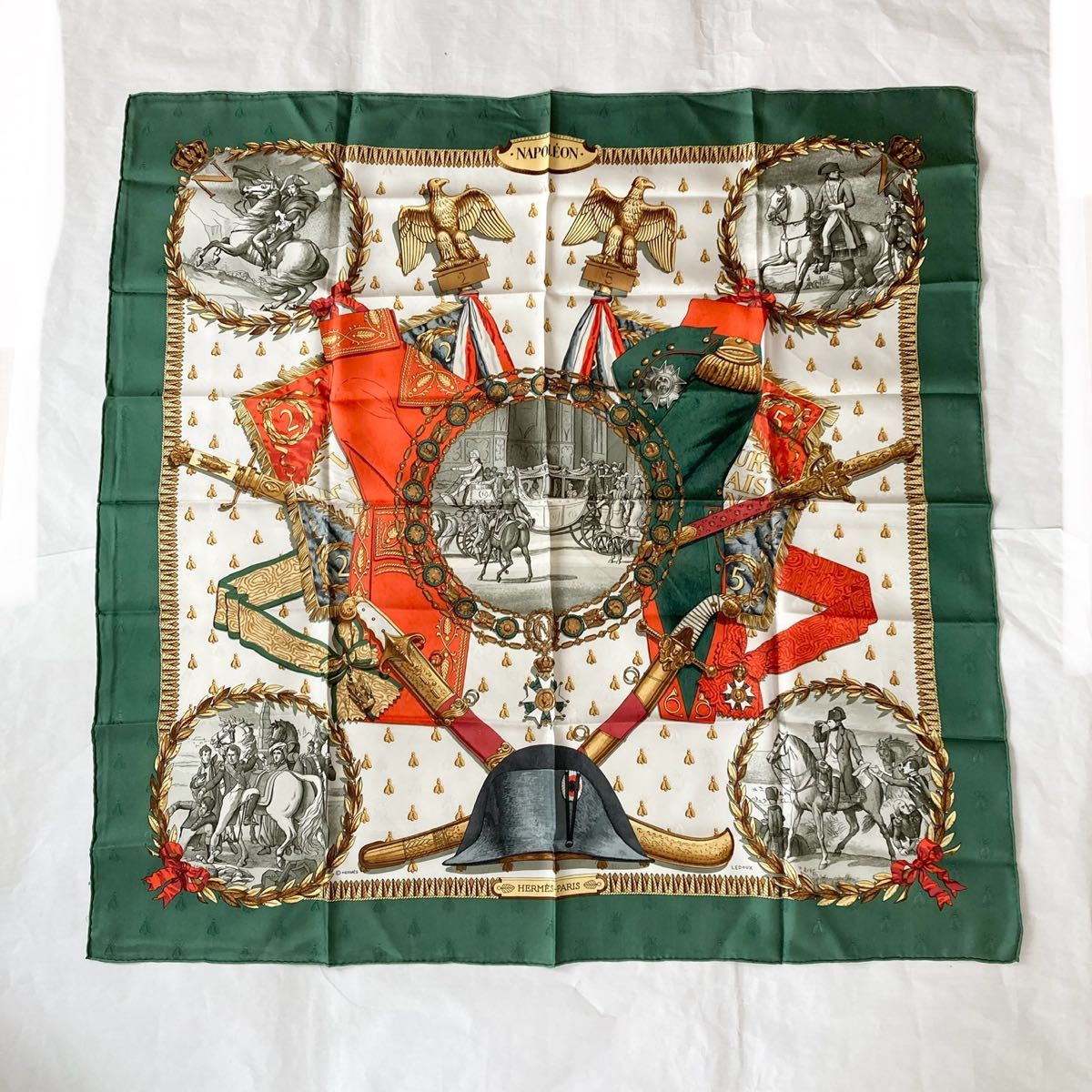 未使用品】HERMES エルメス Napoleon ナポレオン 絹 シルク スカーフ