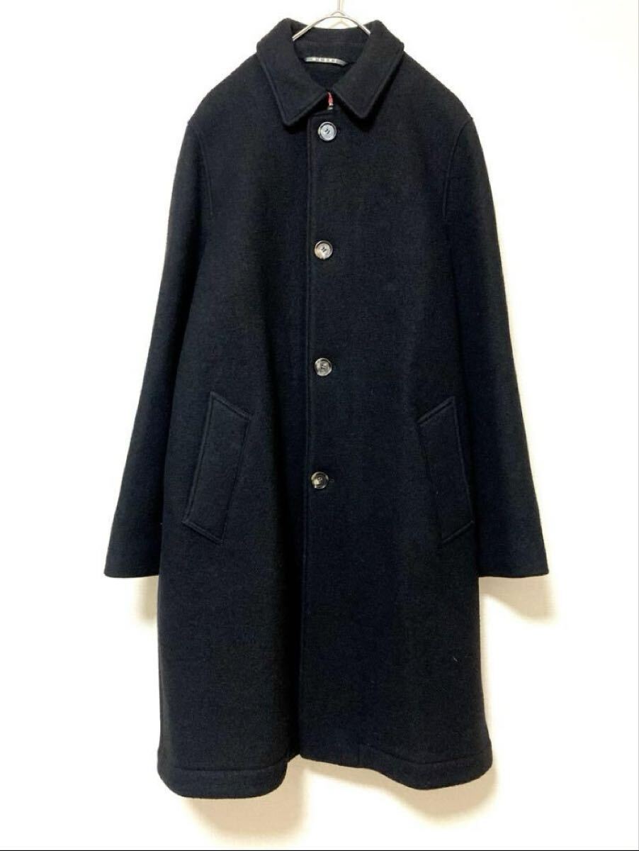 マルニ marni ウール ステンカラーコート メンズ ブラック アウター 46