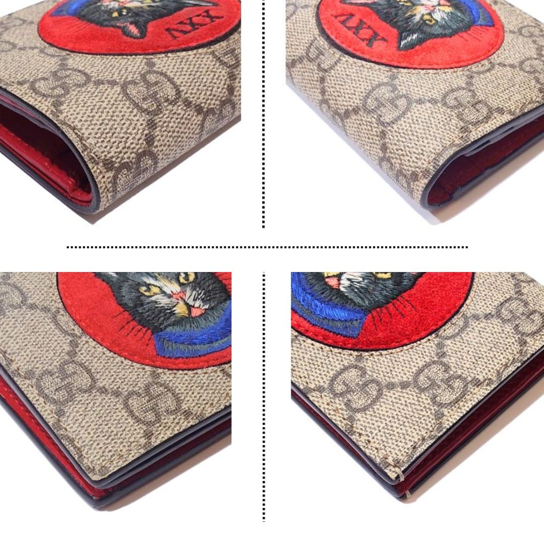 GUCCI グッチ 二つ折り 財布 ミスティックキャット GGスプリーム