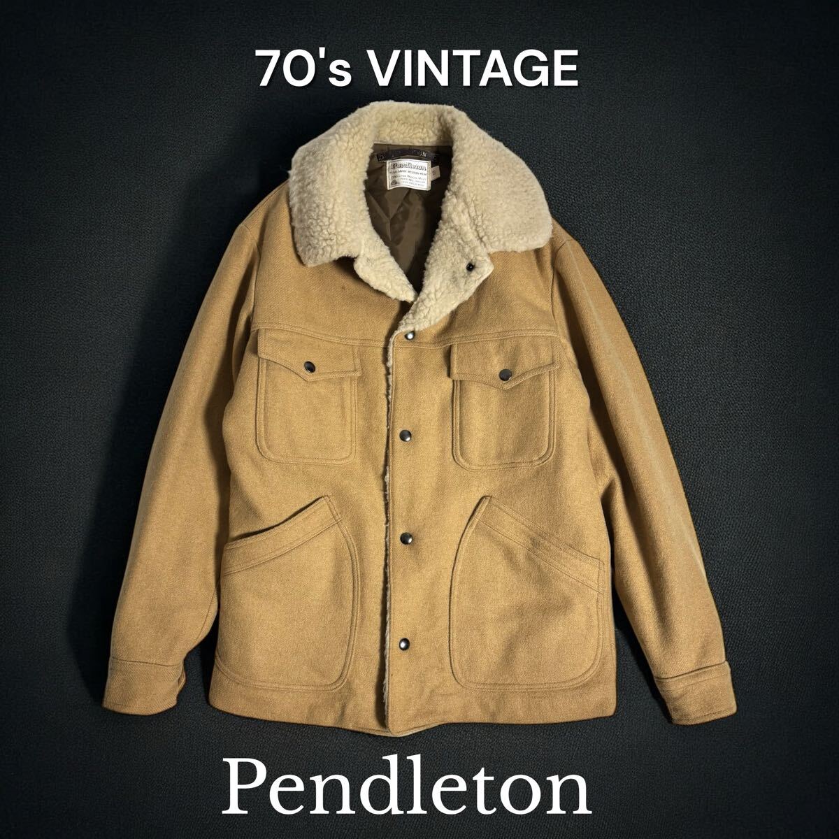 70's VINTAGE USA製 Pendleton ウール ジャケット ランチコート ボア
