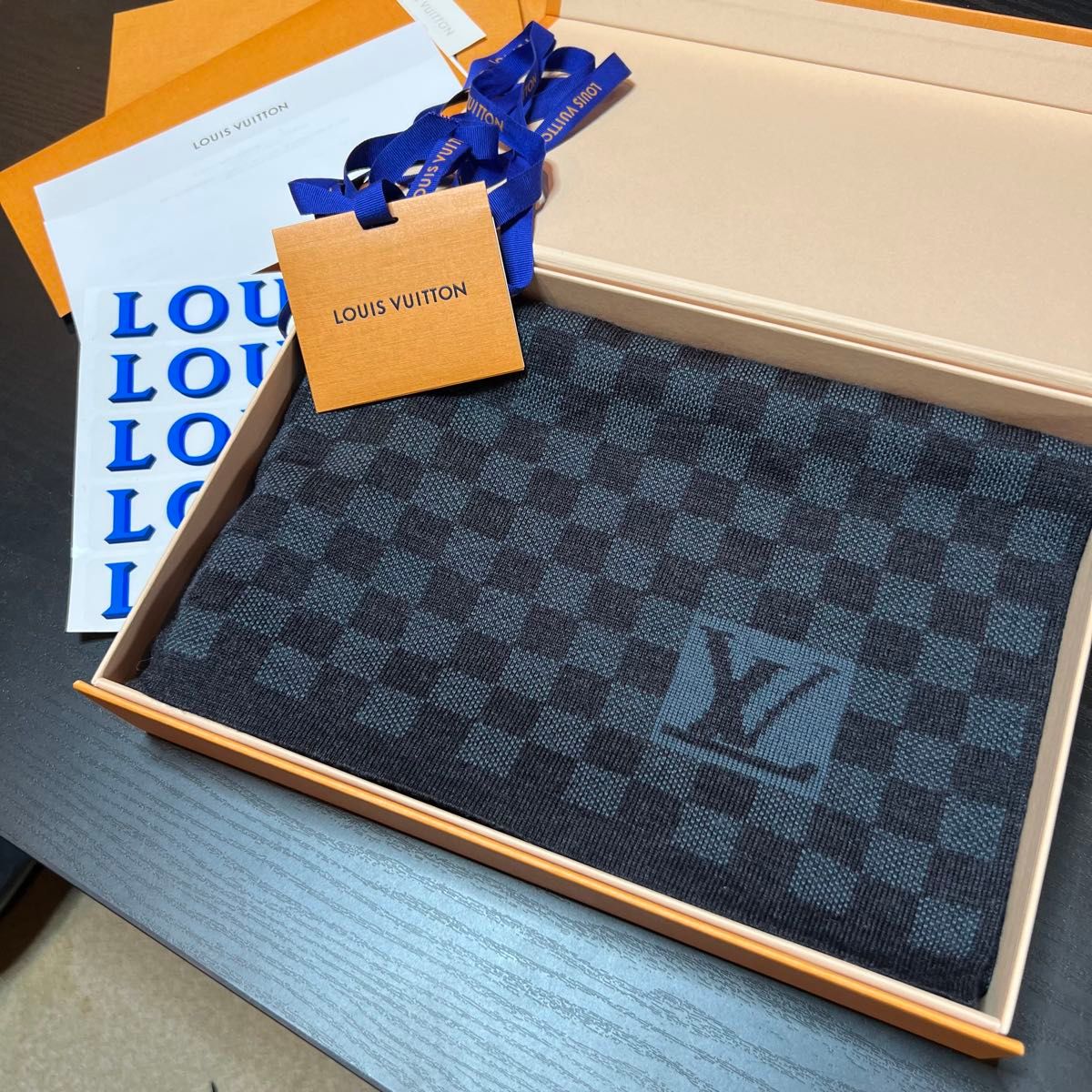 新品箱紙袋セット LOUISVUITTON 高級ウールマフラー ヴィトンマフラー