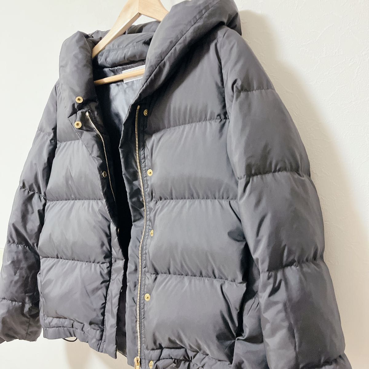 極美品 SLOBE IENA ダウン90%ショールフード ショートダウンコート 36