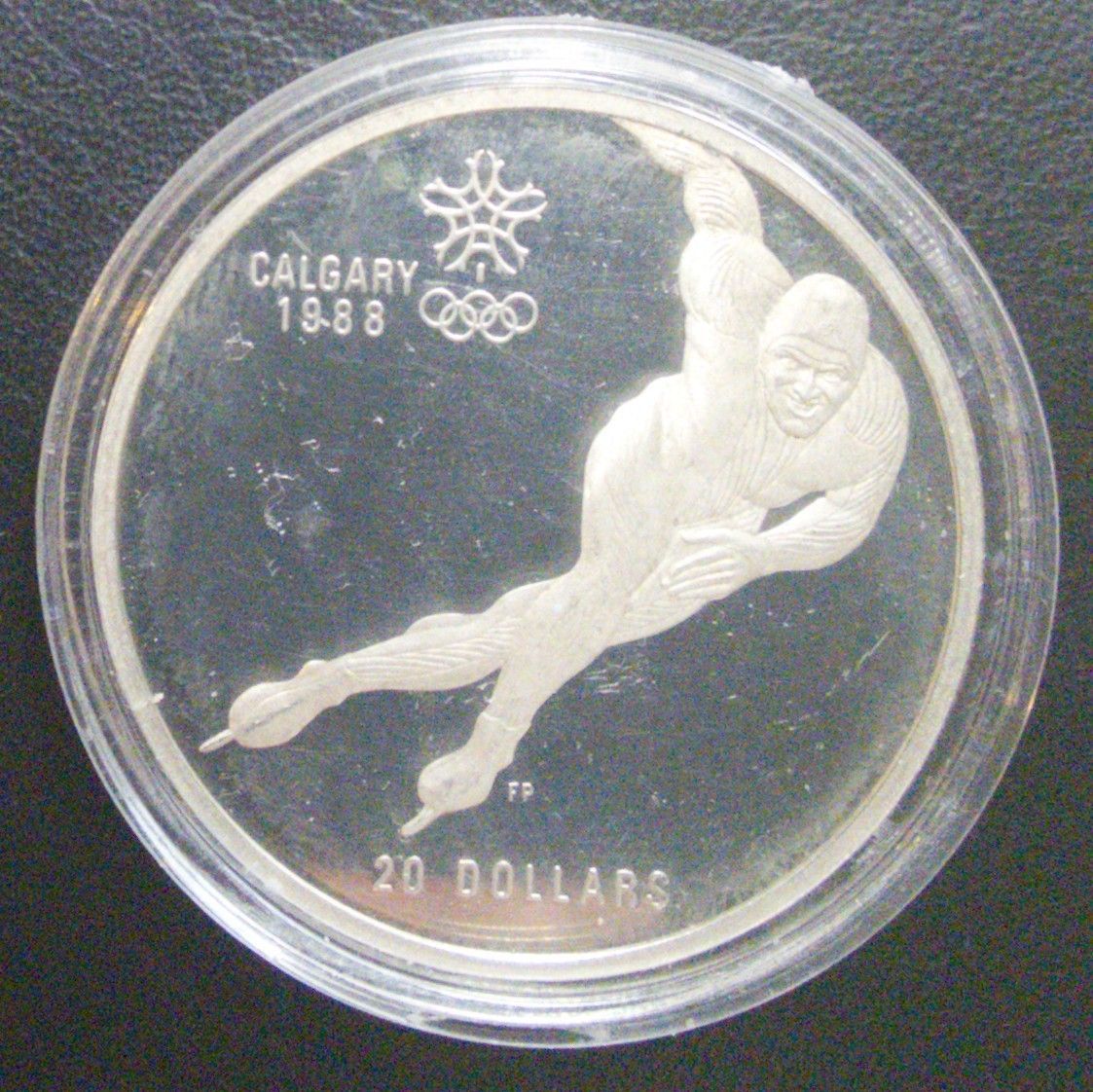 1985年カナダ銀貨 20ドル カルガリーオリンピック記念銀貨 スピード