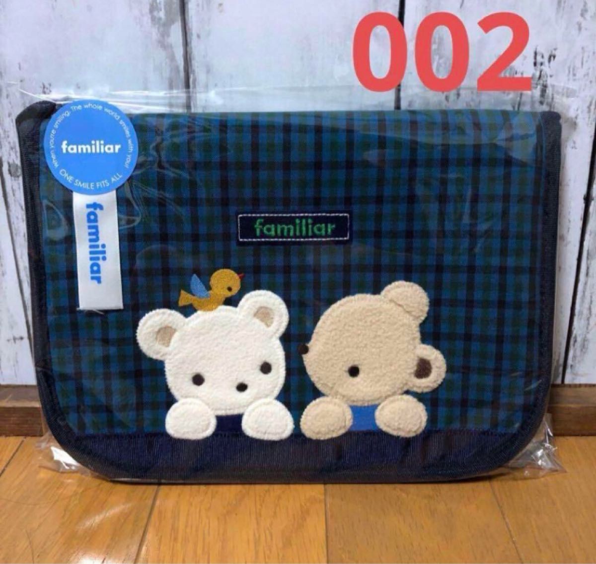 新品 002 ファミリア 母子手帳ケース 緑チェック ポーチ M｜Yahoo