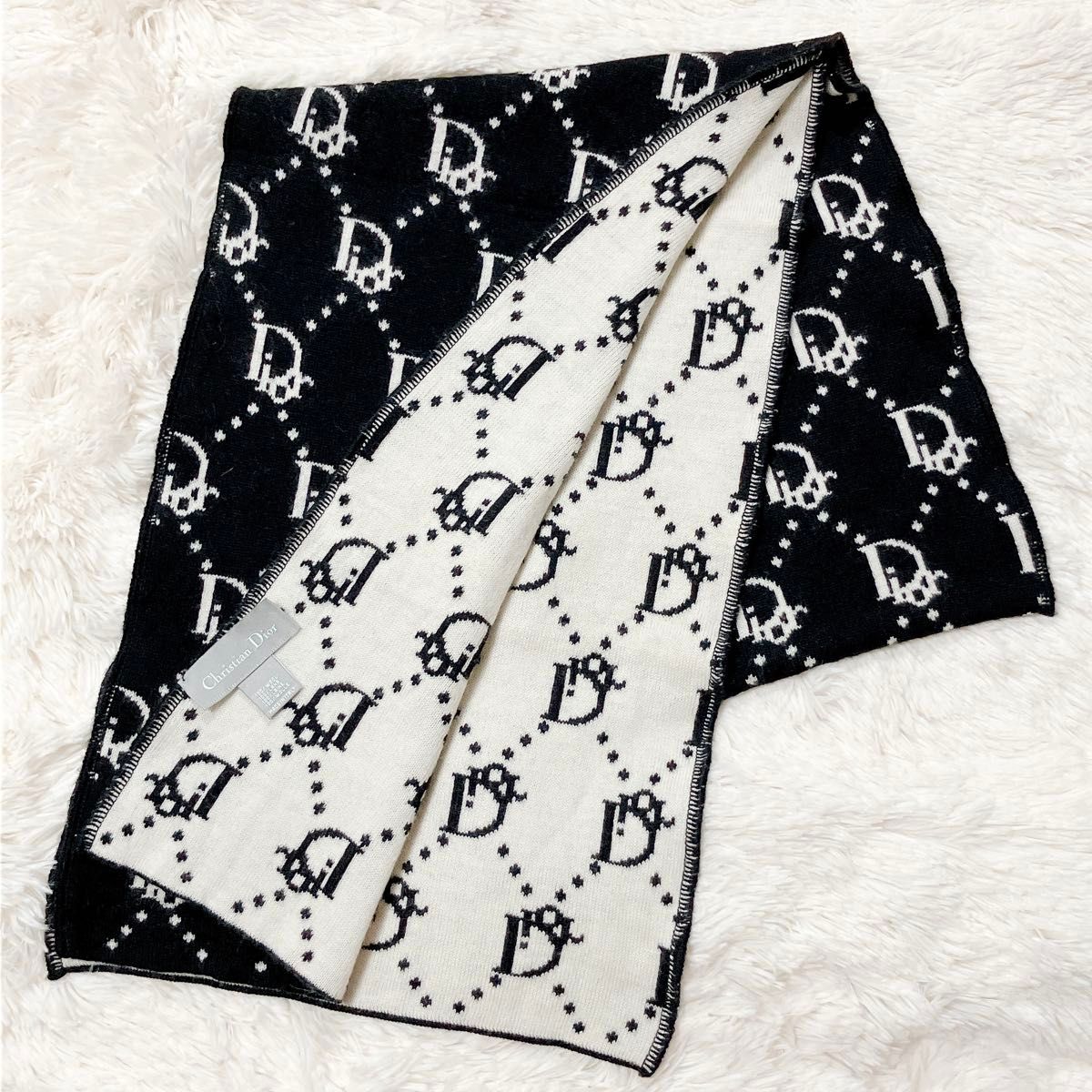 ディオール dior トロッター ウール マフラー ブラック Y689 ストール