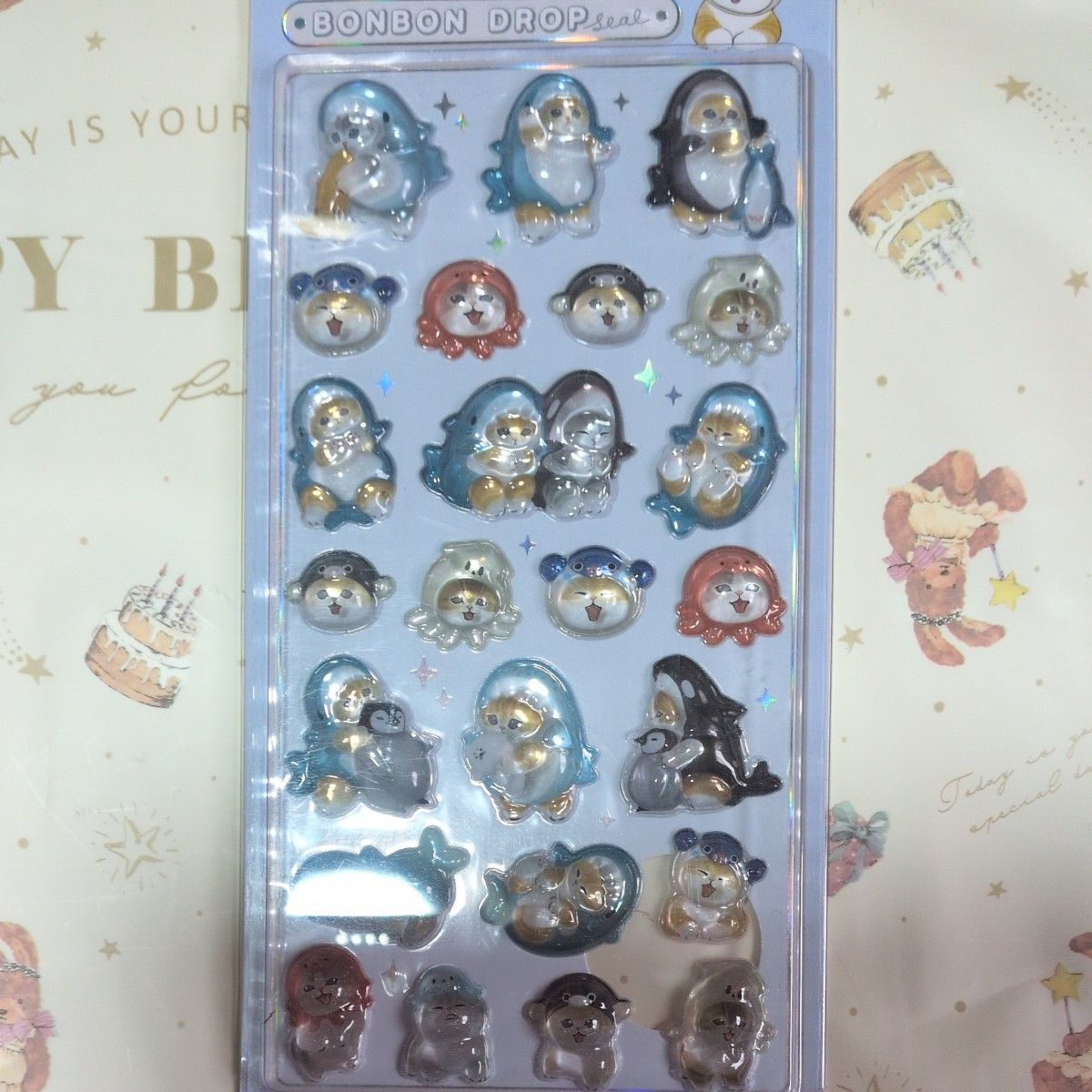 mofusand ボンボンドロップシール 2個セット サメにゃん＆さくらんぼ