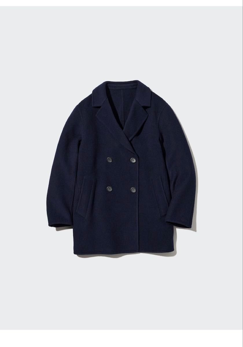 ユニクロ ダブルフェイスショートコート XL ネイビー タグ付き 未使用