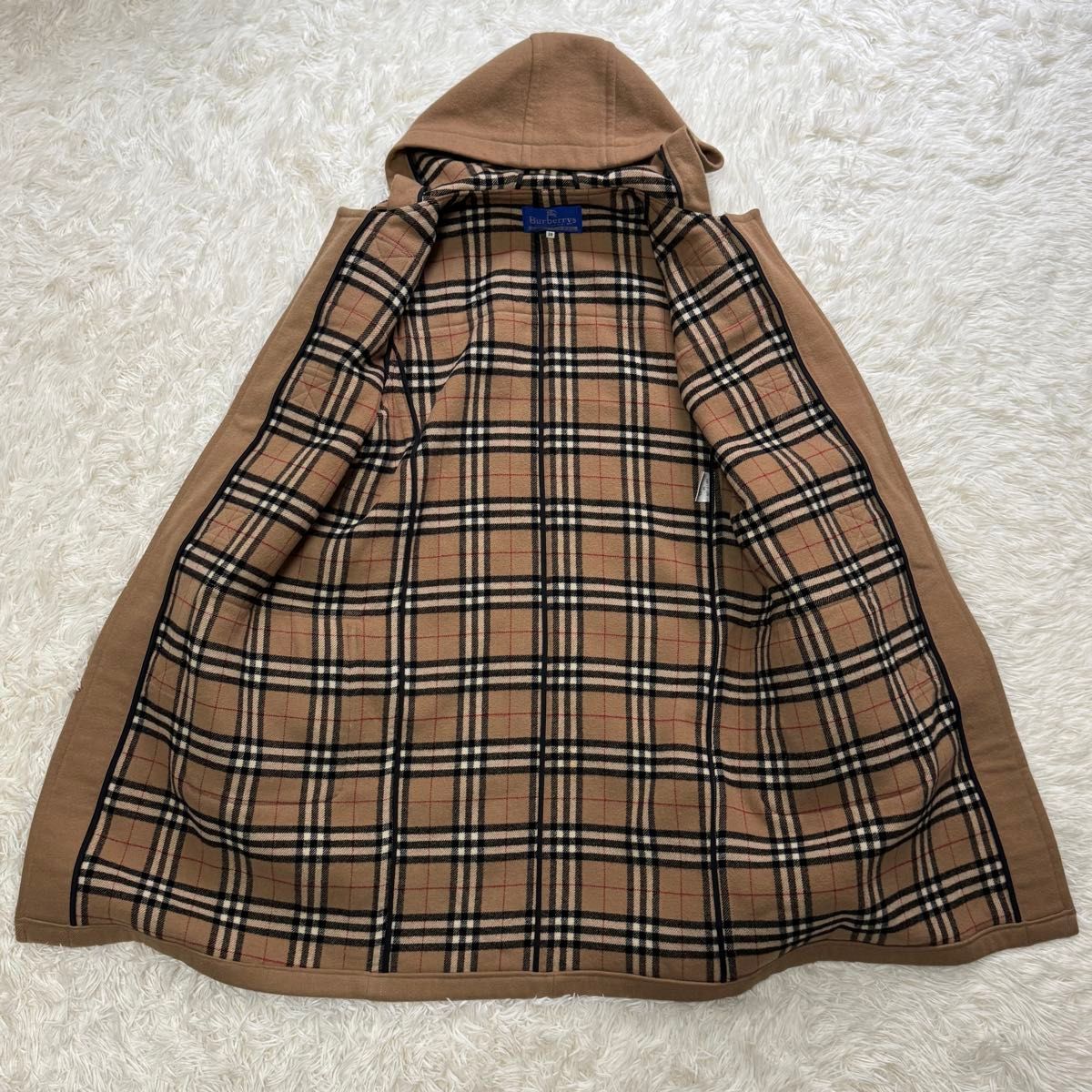 バーバリー ブルーレーベル ロングダッフルコート ノバチェック