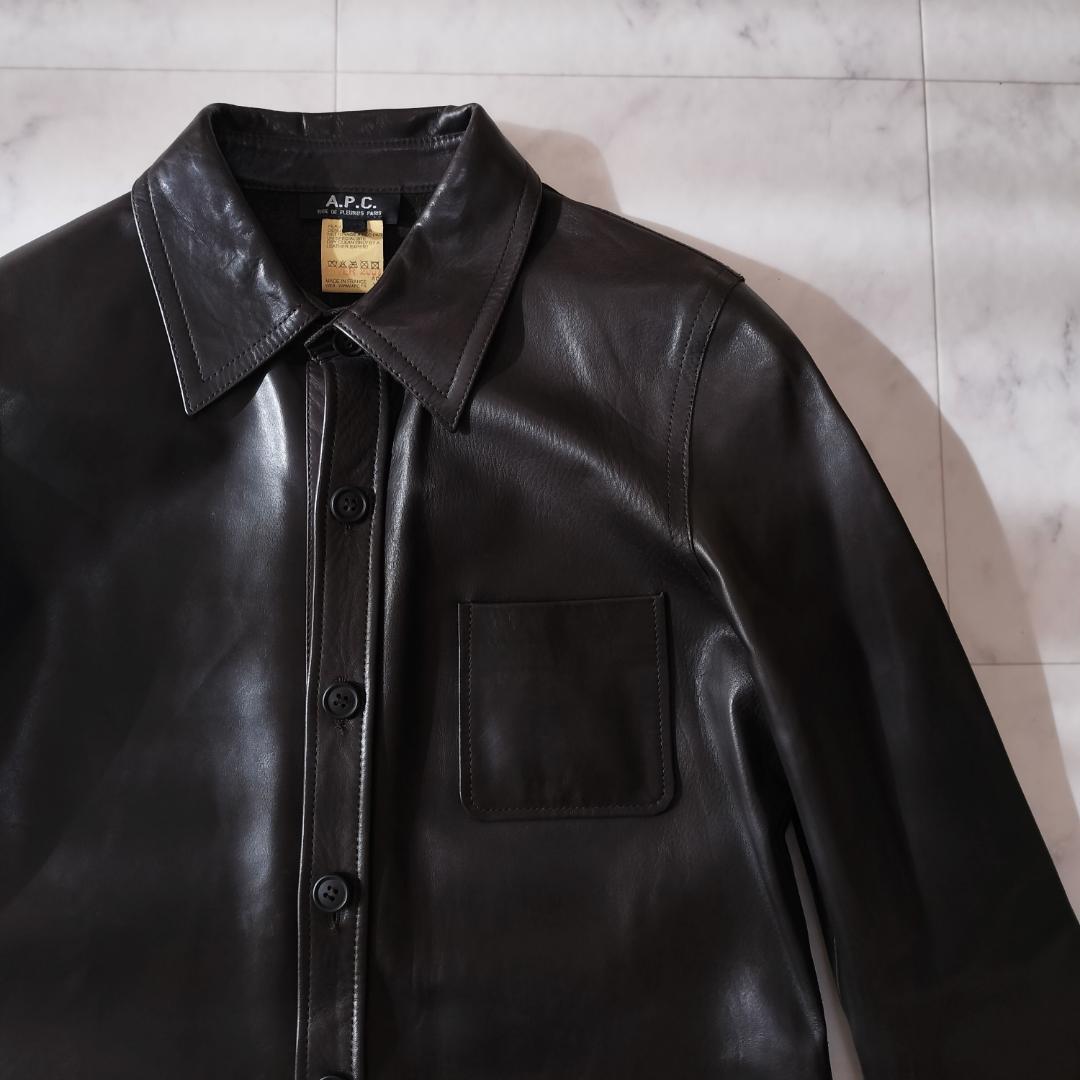 希少 A P C 00s 馬革 フランス製 カバーオール M レザージャケット