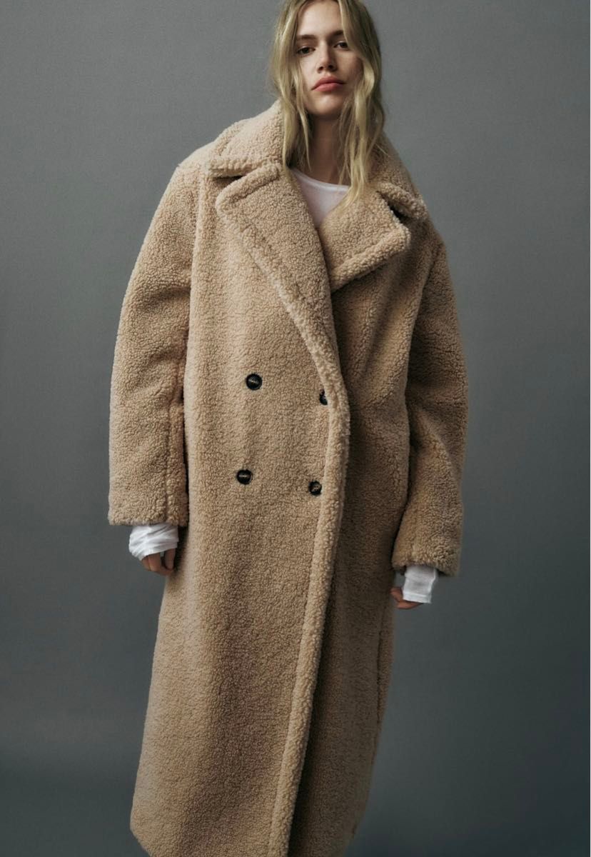 ZARA ザラ エクストラロング フェイク ボア コート テディベア 完売品